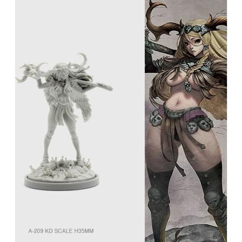 35mm Resin Figure Kits Model Antler Forest Goddess Self-assembled A-209
