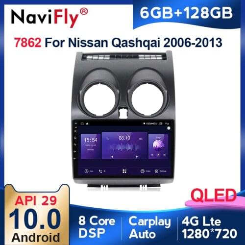 Navifly 8core 6+128G QLED 2DIN Android Car GPS Navigation Radio player Multimedia For Nissan Qashqai 2006-2013 J10 with DSP