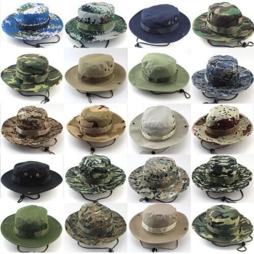 None Military Camouflage Bucket Hats Camo Fishing Hunting Mountain Cap Outdoor Men Sun Protection Hat