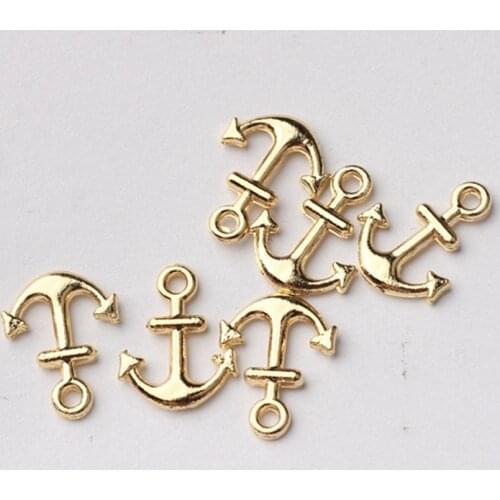 20pcs/lot Zinc Alloy Golden Chams Mini Cute Anchor Charms Pendant For DIY Fashion Jewelry Making Accessories