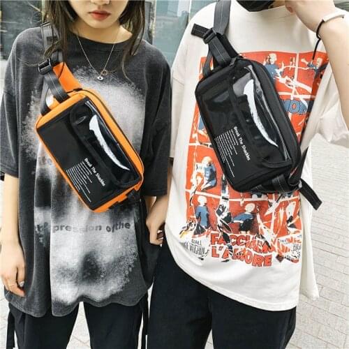 Street Style Belt Bag Unisex Waist Pack PVP Material Phone Pouch Purse Adjustable Messenger Crossbody Bag Casual Boy Chest Bags