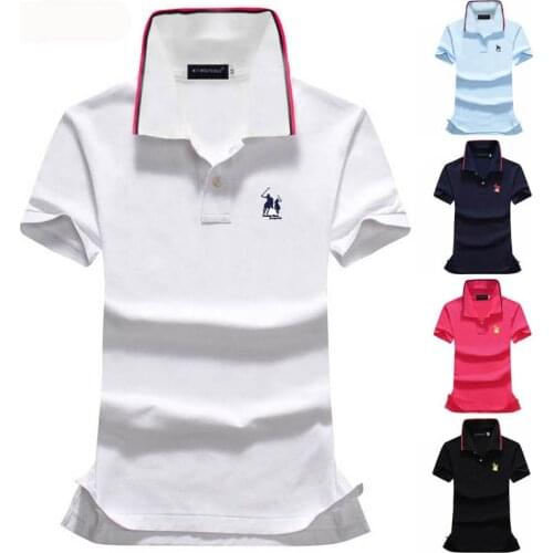 Fashion Summer Brand Embroidery Womens Short Sleeve Polos Shirts Casual Cotton Ladies Lapel Tees Slim Female Tops S-3XL