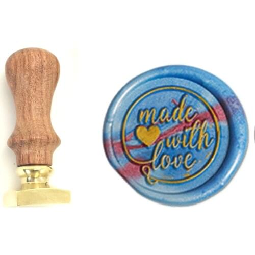 Made with Love Wax Stamp Exquisite Paint WOOD mini handle,DIY Ancient Seal Retro Stamp,Personalized Stamp Wax Seal High Quality
