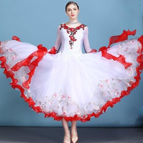 Modern Dance dress Pendulum Printing Rhinestones Performance Dress Ballroom Dancing One piece pendant cuff