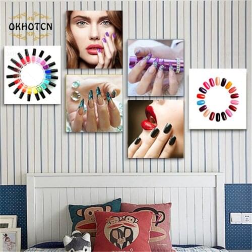 Modern Lady Nordic Canvas Painting Nail Shop Decor Wall Art Poster Salon Prints for Living Room Girl Bedroom Home Decoration