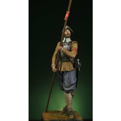 Unassambled 1/24 75mm ancient warrior stand with Spear (WITH BASE ) Resin figure miniature model kits Unpainted