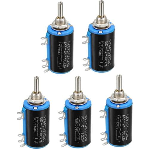 Uxcell 10K Ohm Adjustable Resistors Wire Wound Multi Turn Precision Potentiometer Pots 5pcs