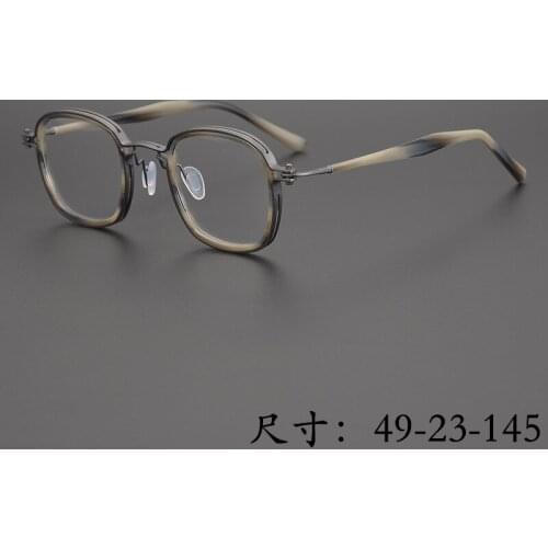 Vintage Square Titanium Acetate Matched Myopia Optical Eyeglass Frame Unique Hollow Inlay Design Original Quality Women Man