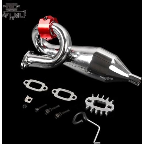 Exhaust Pipe and CNC Metal Clamp Fit for 1/5 HPI ROVAN ROFUN KM GTB TS BAJA 5B 5T 5SC
