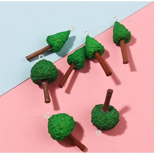Yamily 6Pcs/Resin Saplings Charm Simulation Mini Tree Forest DIY Accessories Pendant Jewelry For Keychain Earrings Necklace