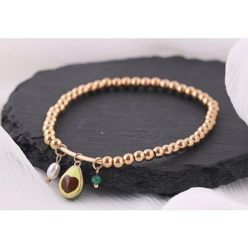 Makersland Lovely Charm Bracelet For Women Green Avocad Pendant Bracelet Girls Gift Sweet Fruit Beads Bracelets Children Jewelry