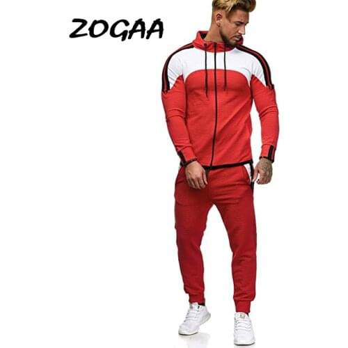 ZOGAA Sets Men New Spring Autumn Trendy Mens Casual Sports Suits Patchwork Drawstring Casual Outfit Hooded Youth Large Size Chic