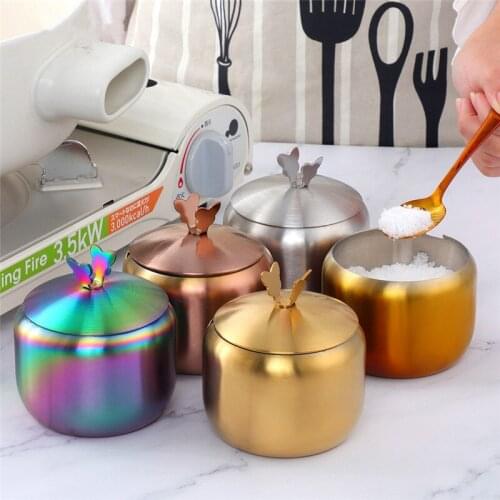 1PC Stainless Steel Spice Jar with Cover Creative Seasoning Pot Pepper Shaker Storage Bottle Can Organizer Kitchen Utensils