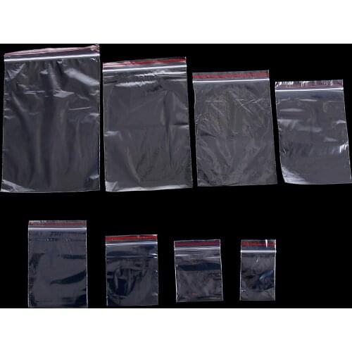 100 pcs/pack Reclosable Clear Plastic Self Adhesive Bag For Zipper Bag Jewelry Zip With Lock PE Pouch Poly Bags