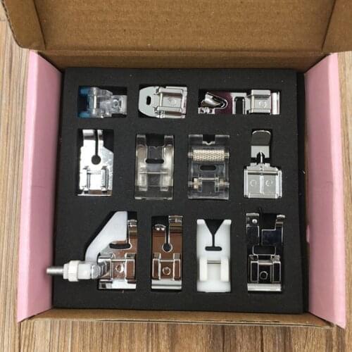 11 pcs/set Domestic Sewing Machine Accessories Presser Foot Feet Kit Set Hem Foot Spare Parts With Box For Brother Singer Janome