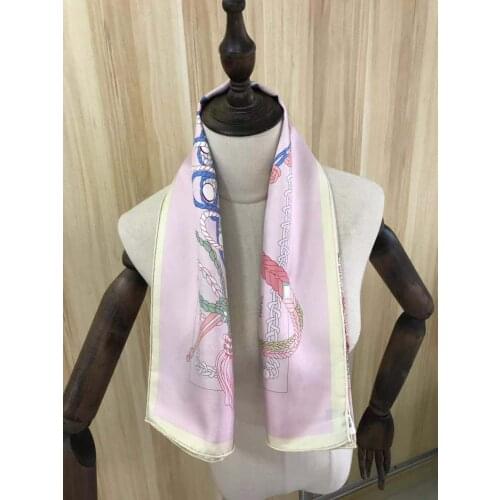 2021 new arrival winter spring classic pink 100% pure silk scarf twill hand made roll 90*90 cm shawl wrap for women lady