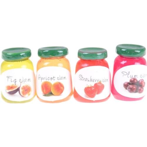 4pcs 1:12 Dollhouse Jam Fruit Can Miniature Toy Doll Food Kitchen Living Room Accessories Kids Gift Pretend Play Toy