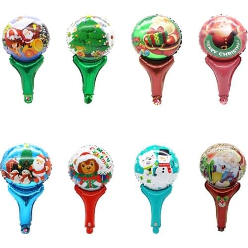 5pcs/lot Christmas Party Hand Stick Balloon Celebrate New Years Christmas Children‘s Toys Stick Globos Festival Decor Supplies