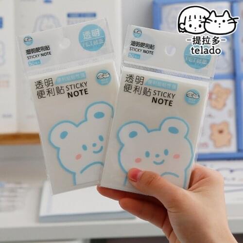 50 Sheets PET Waterproof Transparent Durable Self-Stick Notes Reminder Work Office School Supplies Stationery
