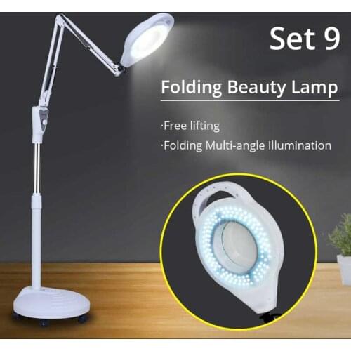 5x Big Magnifying Glass with LED Light 220v Large Standing Rotatable LED Illuminated Magnifier Beauty Salon Nail Tattoo Loupe
