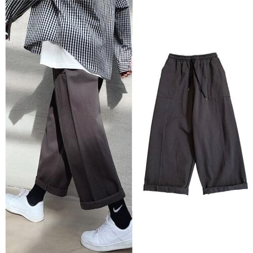 Spring Summer Wide-leg Pants Mens Fashion Retro Casual Pants Men Streetwear Korean Loose Straight Pants Mens Trousers M-2XL