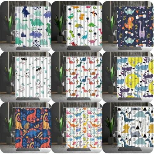 Child Cartoons Shower Curtains Lovely Dinosaur Printing Pattern Childrens Home Decoration Bedroom Hanging Curtain Multiple Size