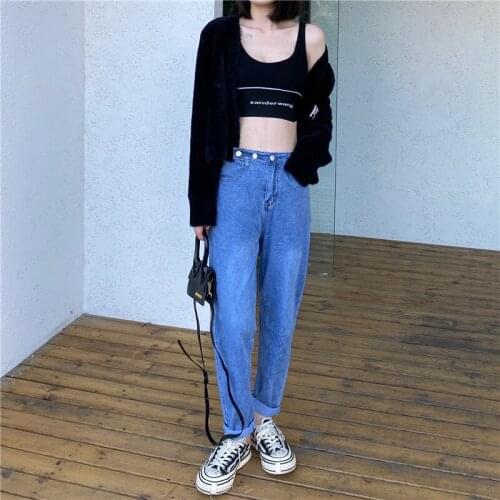 Jeans Womens Trend 2021 New Autumn Slim Casual High Waist Straight Capris