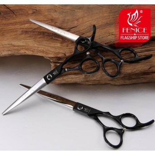 Fenice 7.0/7.5/8.0 inch Straight Cutting Scissors for Dogs Professional Grooming Shear Flower Pattern Japan 440C