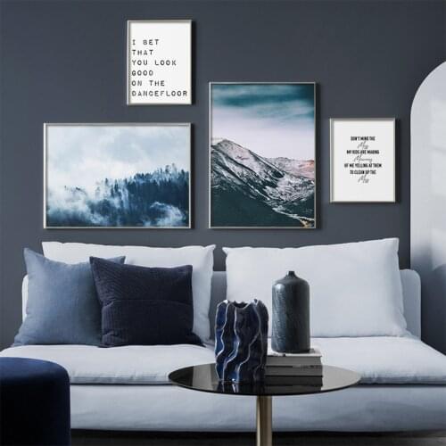 Mountain Foggy Forest Quote Picture Nature Scenery Scandinavian Poster Nordic Decor Landscape Print Wall Art Canvas Painting