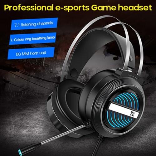 Gaming Headset 7.1 Surround Sound PC Headphone With Noise Canceling Microphone Stereo Wired Headphones RGB Lights For PC Laptops