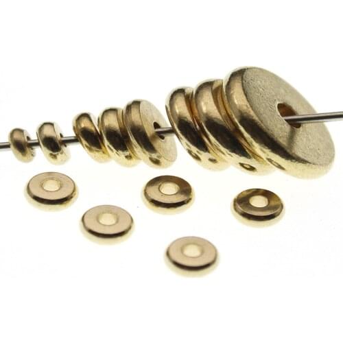 50pcs 4 5 6 8 10 12 14 mm Original Brass Round Flat Spacer Charm Beads for Jewelry Making Fit Bracelet Necklace DIY Findings