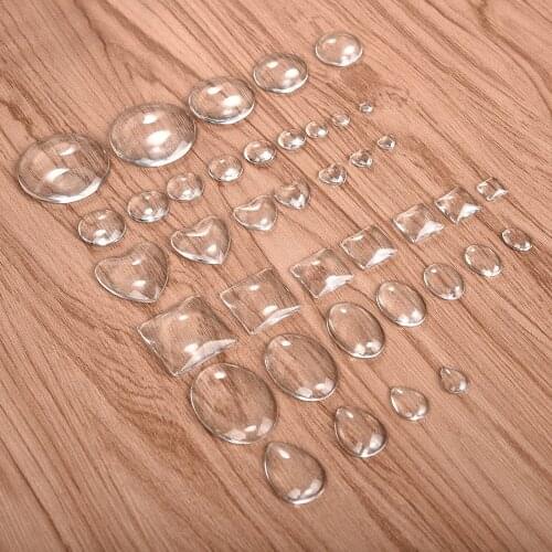 Round Oval Square Heart Teardrop Clear Cabochons Flat Back Transparent Glass for DIY Jewelry Making Handmade Pendant Findings