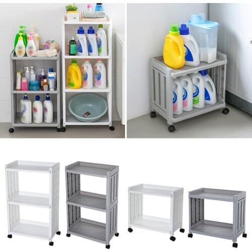 Kitchen Storage Rack For Goods Fridge Side Shelf 2/3 Layer Removable With Wheels Bathroom Organizer Shelf Gap Holder