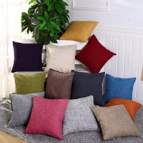 Linen pillow cover solid color cushion cover pillow cover sofa gifts car seat cushion Thickened cover home decorate family