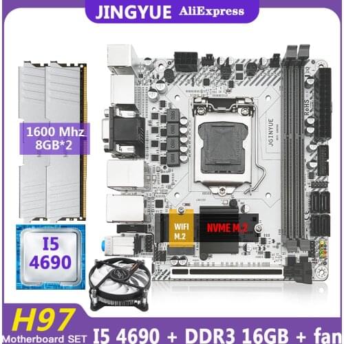 H97 motherboard LGA 1150 set kit with Intel core I5 4690 processor 16G(2*8G) RAM memory with Cooler cooling FAN H97I-PLUS
