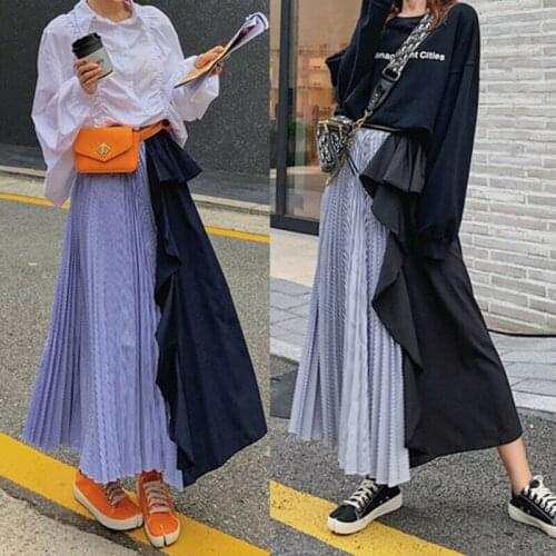 Fashion Ladies Casual Flared Pleated Mid Skirts Women High Waist Long Skirt USA