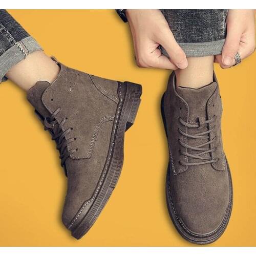 Fashion Casual Boots Men 2020 Autumn Winter Men Snow Boots Brand Ankle Botas New Leather Classic Lace-up Mens Boots Y