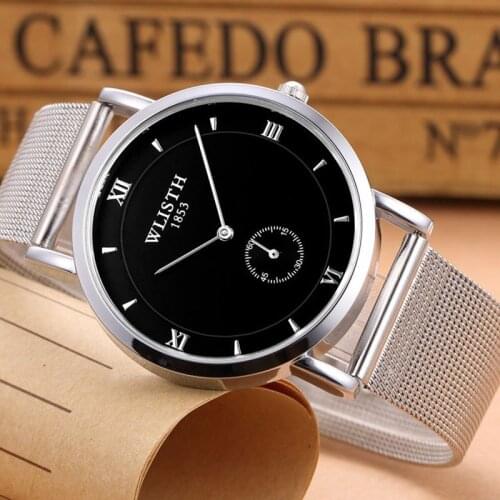 2021 new personality small seconds dial waterproof watch fashion thin steel band quartz watch simple business mens watch