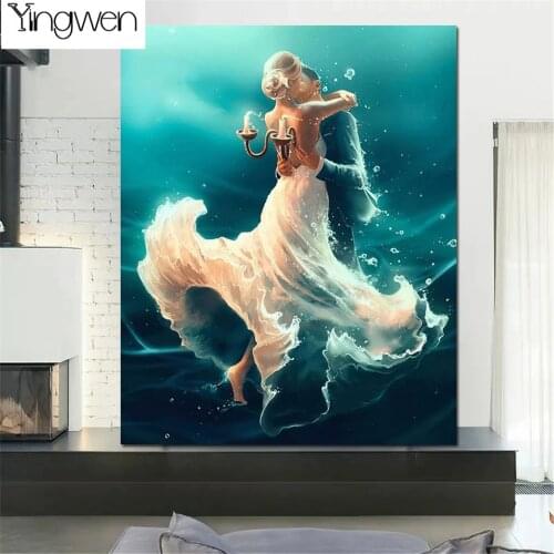 5D DIY Diamond Painting Couple Dancing In The Water Full Diamond Embroidery Cross Stitch Kits Rhinestone Mosaic Home Decor Gift