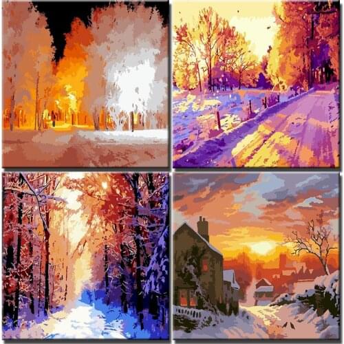 Painting By Numbers Dusk Natural Landscape Diy Oil Picture Beautiful Painting By Numbers Gift Artwork By Numbers Scener 20x30cm