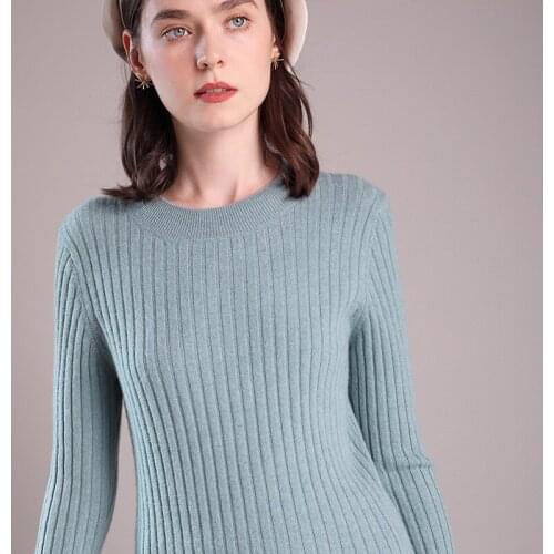 2021 O-Neck Sweater Female Autumn/Winter Thicken Long Sleeve Pullover Knitted Top 100% Cashmere Casual Womens Clothes