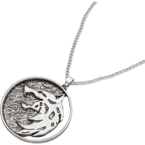 Punk Style Wolf Necklace Vintage Silver Color Cosplay Hiphop Party Jewelry Wolf Head Necklace Female Male Sweater Necklaces