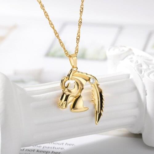 Animal necklaces Horse Pendant Necklace Women Goth necklace for women Gold Chain Choker Stainless Steele chain on neck Jewelry