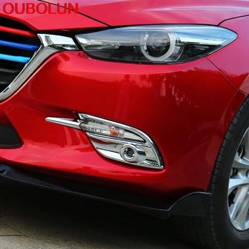 Fit For Mazda 3 M3 Axela 2017 2018 ABS Chrome Front Fog Light Lamp Cover Trim Head Foglight Frame 2pcs Auto Car Styling