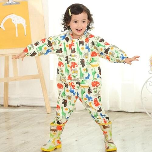 S/M/L Size Cartoon Cute Raincoat Universal Kids Girls Boys Jumpsuit Rainwear Full Body Raincoat Waterproof Durable Poncho