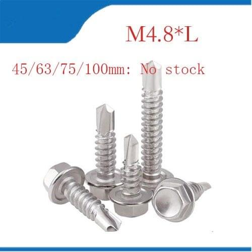 Self-tapping roofing M4.8 Roofing Screws Tapping Screw Self Drilling Sheet Metal Hex Washer Head Screws Stainless Steel 410
