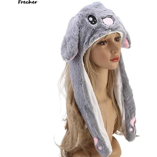 Bunny Hat With Moving Ears Cute Cartoon Plush Hat Movable Ears Hat Ears Pinching Ear To Move Vertically For Women Child Girls