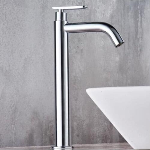 Basin Faucet Single Cold Bathroom Faucet Basin Mixer Bathroom Sink Faucet Tall Chrome Brass Faucet for Cold Water Vanity Faucet