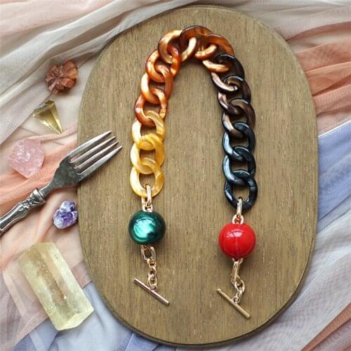 Bags Chain Acrylic Women Bags Parts Short Wrist Chain for Bucket Bag Purse Vintage Handbag Long Bag Accessories Replacement DIY