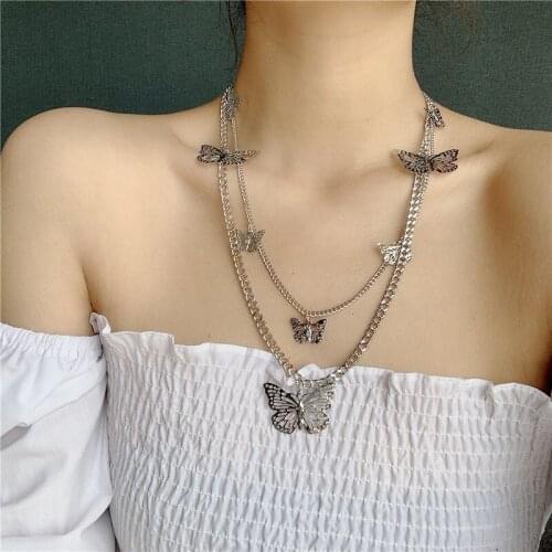 Sparkling Rhinestone butterfly pendant, a stylish party necklace for women in 2020 - jewelry tennis chain statement necklace